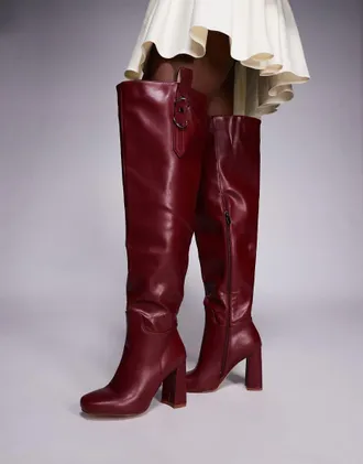 Simmi London Simmi London - Harrieta - Stivali cuissard bordeaux con tacco-Rosso