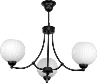 OEM L&aacute;mpara De Techo Colgante Cl&aacute;sica Negra Con Pantalla De Cristal Blanco 15-392 Bodo