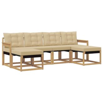 vidaXL Conjunto De Sof&aacute;s De Exterior Con Coj&iacute;n 6 Pcs Y Beige Vidaxl