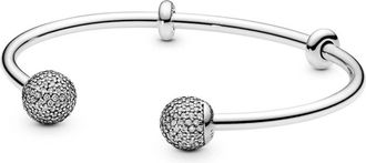 Pandora Moments Pav&eacute; Open Bangle - Dames - Accessoires - Grijs - Maat: ONE Size