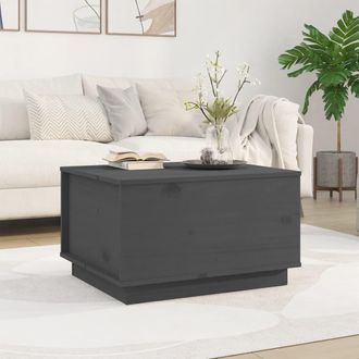 vidaXL Mesa De Centro Madera Maciza De Pino Gris 60x50x35 Cm Vidaxl