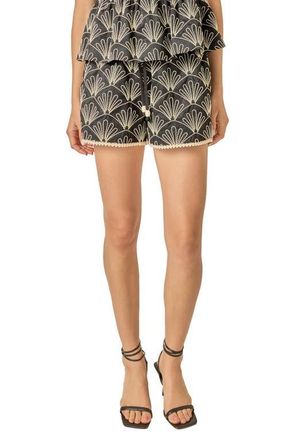 English Factory Embroidered Drawstring Waist Shorts in Black/White at Nordstrom, Size X-Large