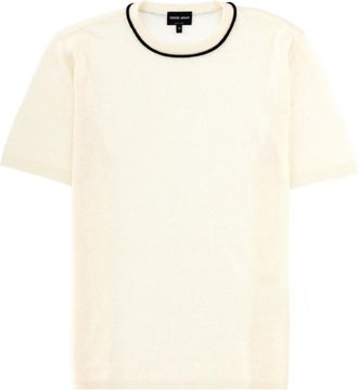 Giorgio Armani White Solid Crew Neck T-Shirt