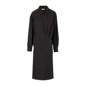 Christophe Lemaire Twisted Silk-Blend Dress - female - Lemaire - Shirt Dresses - Gray - S - Dresses