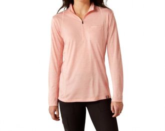 Ariat Womens Rebar Evaluation 1/2 Zip Long Sleeve Top In Pink