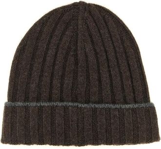 Brunello Cucinelli Dark Brown Knitted Beanie Hat