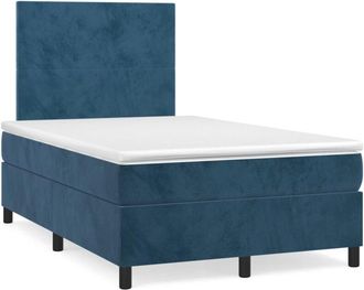 vidaXL Cama Box Spring Con Colch&oacute;n Terciopelo Azul Oscuro 120x190 Cm Vidaxl
