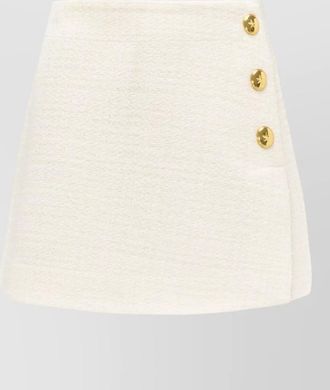 Pinko skirt textured fabric gold buttons side slit