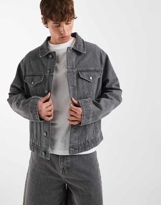 Asos Circular Design Collection - Giacca trucker di jeans lavaggio grigio medio vintage