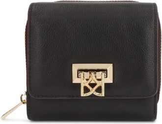 Kazar Kleine portemonnee met klep en metalen sluiting - Dames - Portefeuilles - Bruin - ONE Size - Leer - Accessoires