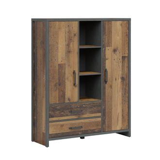 Petits Meubles Biblioteca 2 puertas y 2 cajones estratificado marr&oacute;n gris