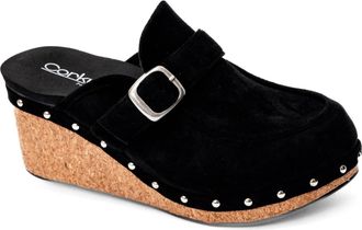 Corkys Footwear Womens Just Precious Clog In Black Faux Suede