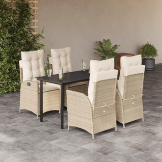 vidaXL Set Comedor De Jard&iacute;n 5 Pzas Con Cojines Rat&aacute;n Sint&eacute;tico Beige Vidaxl