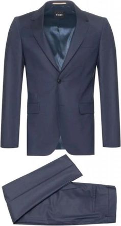 HUGO BOSS Enkelrijig Kostuum - Heren - Business pakken - Blauw - 3XL - Tweed - Kostuums