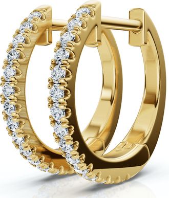 Pompeii3 Small Diamond Hoop Earrings 14k White or Yellow Gold Lab Grown 1/2 Tall