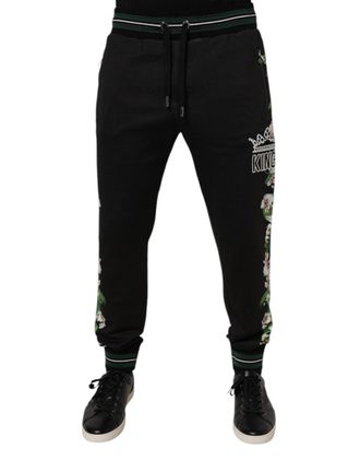 Dolce & Gabbana Floral-Print Cotton Joggers - Black