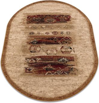 RugsX Alfombra De Lana Omega Oval Modena Rojo Rub&iacute; Claro Beige 200x300 Cm