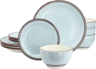 Gibson Home Holcomb 12 Piece Ceramic Dinnerware Set in Blue at Nordstrom