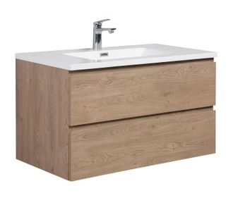 Badplaats Mobile Da Bagno Angela 90cm Rovere Castagno - Armadio Mobiletto Lavabo