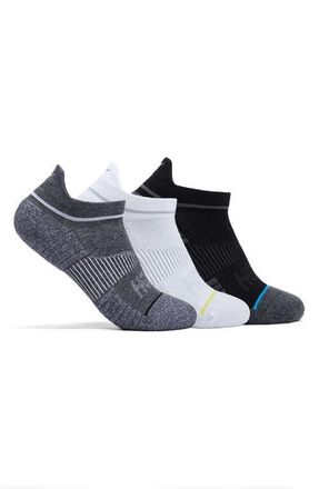 Hoka One One Run 3-Pack No-Show Socks in White /Black /Grey at Nordstrom, Size Large