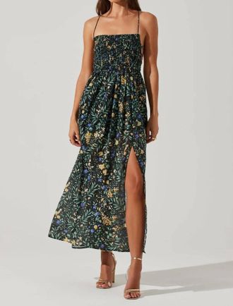 Astr Stasia Floral Maxi Dress In Green