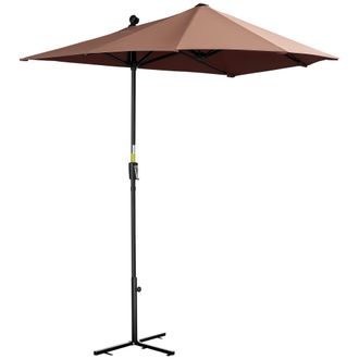 OUTSUNNY Sombrilla De Pared De Jard&iacute;n 200x190x240 Cm Parasol De Terraza Con Manivela Poste De Acero Y Base Cruzada Anti-uv Para Terraza Balc&oacute;n Caf&eacute;