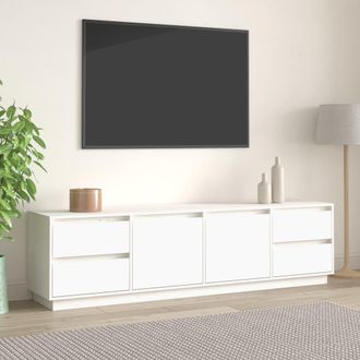 vidaXL Mueble De Tv Madera Maciza De Pino Blanco 176x37x47,5 Cm Vidaxl