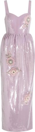 Huishan Zhang Abito midi a fiori con paillettes - Viola