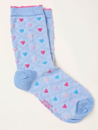 Fat Face FatFace Blue Textured Heart Socks