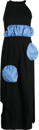 Enfold striped-panel sleeveless midi dress - women - Wool/Polyester/Cotton/Cotton - 36 - Black