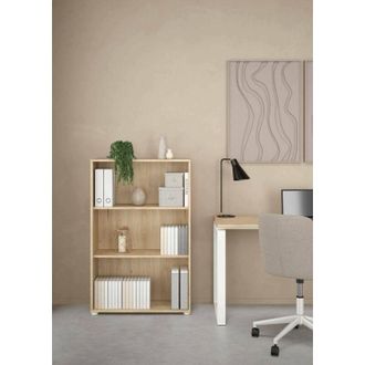 Dmora Estante Para Libros Camille, Estante De Oficina, Porta Libros M&oacute;vil, Biblioteca, 80x34 H124 Cm, Roble - Dmora