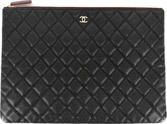 Chanel Black Grained Calfskin Clutch Bag (Pre-Owned)