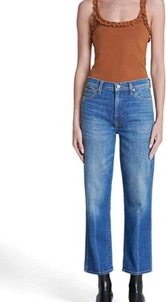 7 For All Mankind 7 for All Mankind Jean Womens Blue Denim Stretch Straight Leg Cropped FROG174