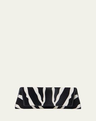 Akris Small Zebra-Print Calf Hair Clutch Bag