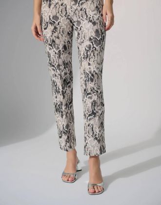 Joseph Ribkoff Snakeskin Print Straight Leg Pants In Beige/multi