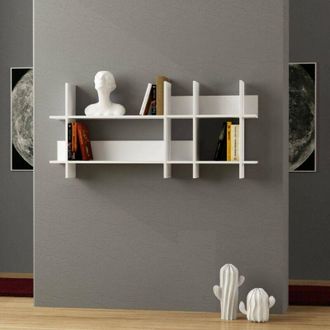 Dmora Estanter&iacute;a Galandra, Estante, Estante De Pared, Estanter&iacute;as Multiusos, 150x22h70 Cm, Blanco, Con Embalaje Reforzado - Dmora