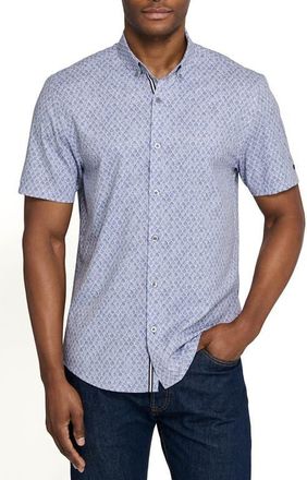 Brooklyn Brigade Prospect Shell Short Sleeve Button Down Performance Shirt in Dusty Blue at Nordstrom, Size Xx-Large