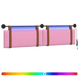 vidaXL Cabecero Colgante Con Luz Led Rosa Pu Antiguo Vidaxl