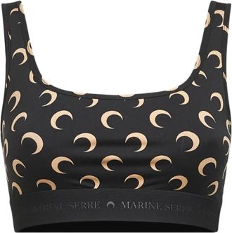 Marine Serre Moon Printed Jersey Cropped Top - Dames - Tops zonder mouwen - Zwart - L - Leer - Tops