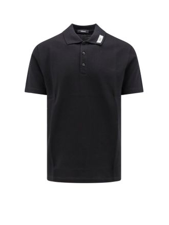 Versace Cotton Shirt Polo With Logoed Label-Uomo