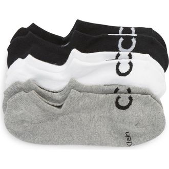 Calvin Klein 3-Pack Micro Cushion No-Show Socks in Grey Htr Assorted at Nordstrom