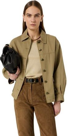 Gerard Darel Tyana Boxy Denim Jacket in Medium Khaki at Nordstrom, Size X-Large/xx-Large