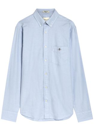 GANT Logo-embroidered Cotton Oxford Shirt - Light Blue - Xxl