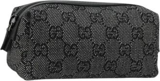 Gucci Pre-owned Clutches, female, Black, Size: ONE SIZE Pre-owned GG Canvas Pouch