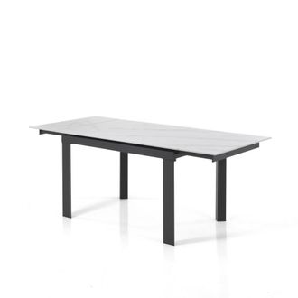 Oresteluchetta Mesa extensible cer&aacute;mica/acero blanco-gris 75x80x120-180 cm