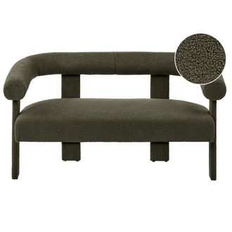 Beliani Sof&aacute; 2 Plazas De Sala De Estar Retro Tapicer&iacute;a De Boucl&eacute; Patas Tapizadas Verde Ilbro