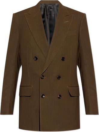 Tom Ford Wollen Blazer met Dubbele Split - Heren - Blazers - Bruin - XL - Wol - Jassen