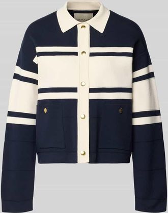 GANT Cardigan aus Viskose-Mix im Colour-Blocking-Design in Marine, Gr&ouml;&szlig;e XXL