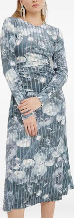 Stine Goya striped floral midi dress - Blue