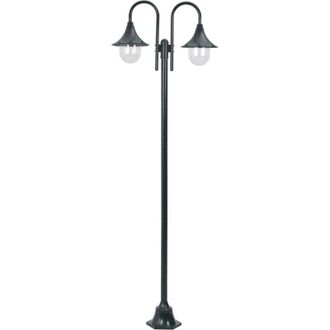 vidaXL Vidaxl - Garden Post Light E27 220 cm Aluminium 2-Lantern Dark Green